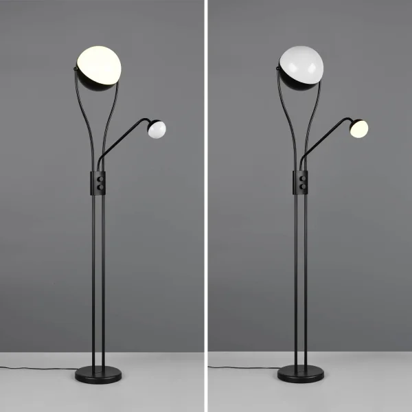 LAMPADA DA TERRA LED 18W+3,8W 3000K METALLO NERO CASCATA LAMPADA DA TERRA LED 18W+3,8W 3000K METALLO NERO CASCATA