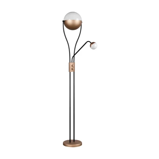 LAMPADA DA TERRA LED 18W+3,8W 3000K METALLO COFFEE CASCATA