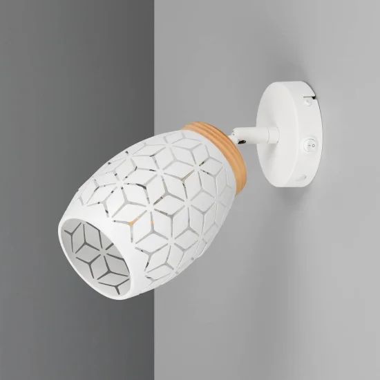 APPLIQUE DA PARETE 1 LUCE METALLO BIANCO E14 BIRKITA 2