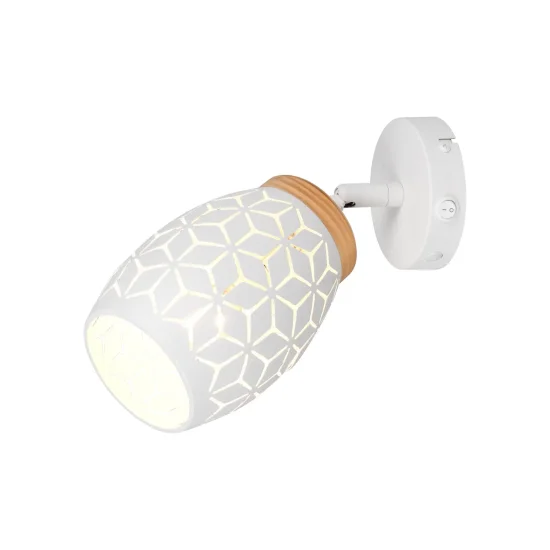APPLIQUE DA PARETE 1 LUCE METALLO BIANCO E14 BIRKITA