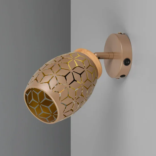 APPLIQUE DA PARETE 1 LUCE METALLO COFFEE E14 BIRKITA 2