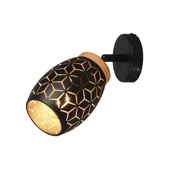APPLIQUE DA PARETE 1 LUCE METALLO NERO E14 BIRKITA
