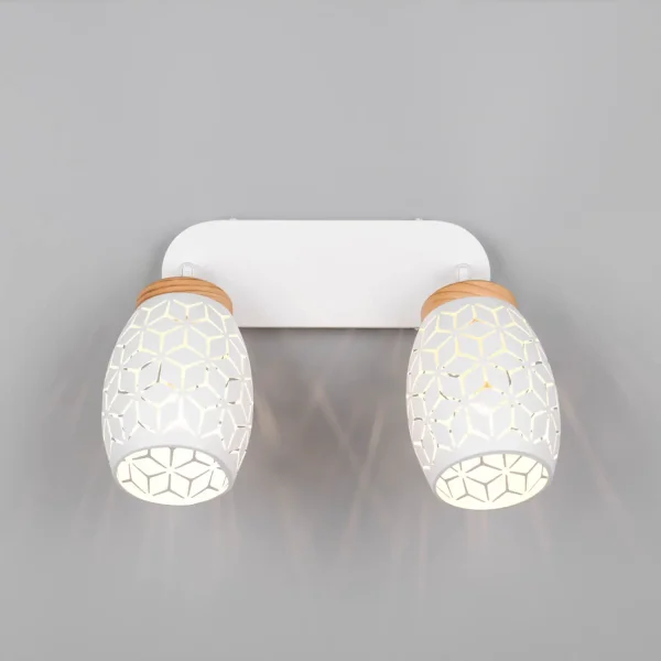 SPOT DA SOFFITTO/PARETE 2 LUCI METALLO BIANCO E14 BIRKITA