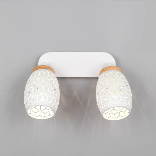 SPOT DA SOFFITTO/PARETE 2 LUCI METALLO BIANCO E14 BIRKITA