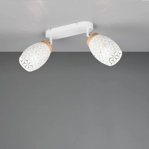 SPOT DA SOFFITTO/PARETE 2 LUCI METALLO BIANCO E14 BIRKITA