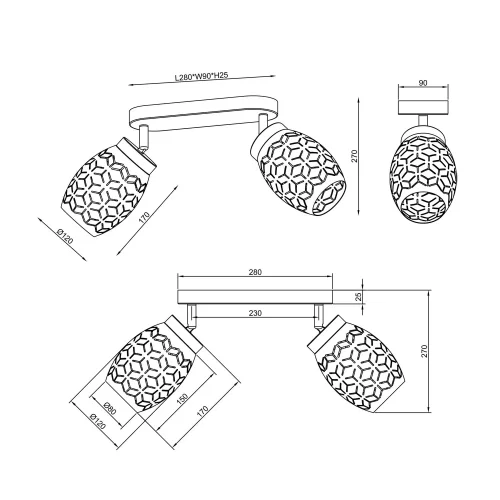 SPOT 2 LUCI SOFFITTO/PARETE METALLO COFFEE E14 BIRKITA