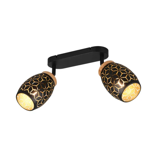 SPOT 2 LUCI SOFFITTO/PARETE METALLO NERO E14 BIRKITA