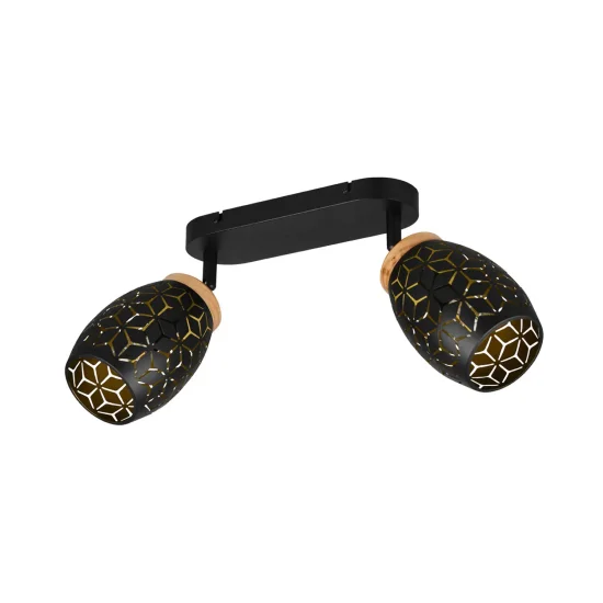 SPOT 2 LUCI SOFFITTO/PARETE METALLO NERO E14 BIRKITA 2