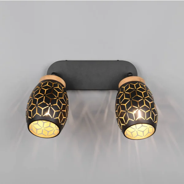 SPOT 2 LUCI SOFFITTO/PARETE METALLO NERO E14 BIRKITA