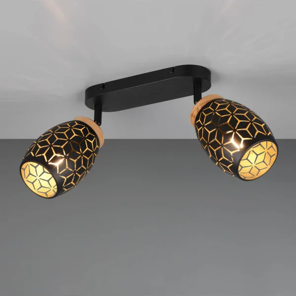 SPOT 2 LUCI SOFFITTO/PARETE METALLO NERO E14 BIRKITA