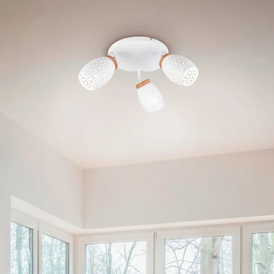 PLAFONNIER 3 LUCI METALLO BIANCO E14 BIRKITA 2