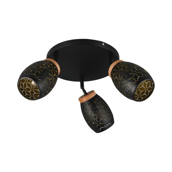 PLAFONIERA 3 LUCI METALLO NERO E14 BIRKITA 2