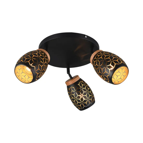 PLAFONIERA 3 LUCI METALLO NERO E14 BIRKITA