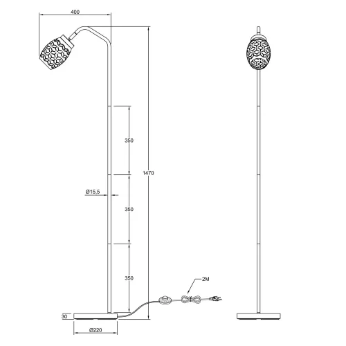 LAMPADA DA TERRA 1 LUCE METALLO COFFEE E27 BIRKITA