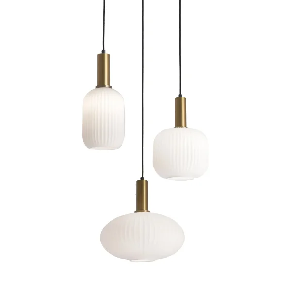 Lampada A Sospensione 3 Luci Tulipani Bianco Opal Ø40 E27 Shelby  | Lúzete