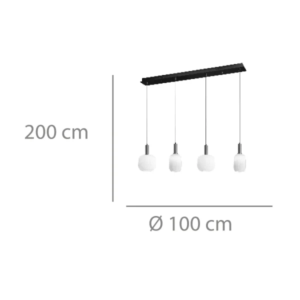 LAMPADA A SOSPENSIONE 4 LUCI TULIPANI BIANCO OPAL E27 SHELBY