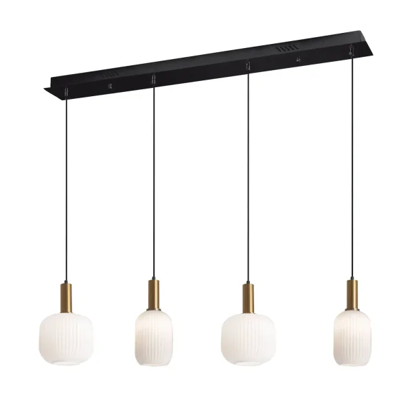 LAMPADA A SOSPENSIONE 4 LUCI TULIPANI BIANCO OPAL E27 SHELBY