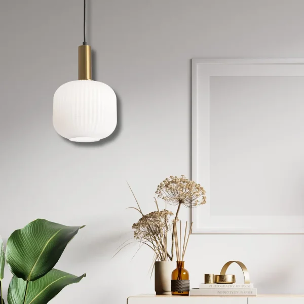Lampada A Sospensione 1 Luce Tulipano Bianco Opal Ø 20 E27 Shelby| Lúzete
