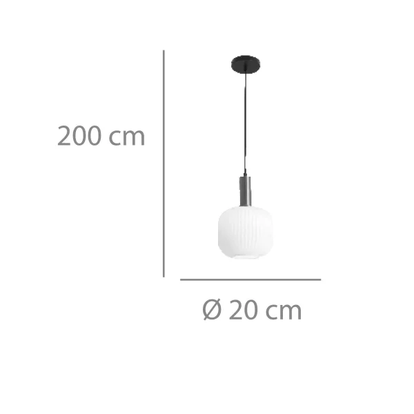 Lampada A Sospensione 1 Luce Tulipano Bianco Opal Ø 20 E27 Shelby| Lúzete