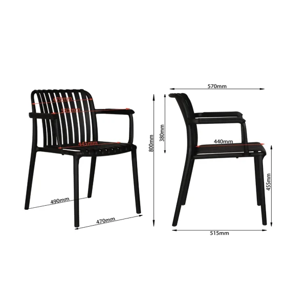 SEDIA DA GIARDINO CON BRACCIOLI POLIPROPILENE BIANCA EOLIA