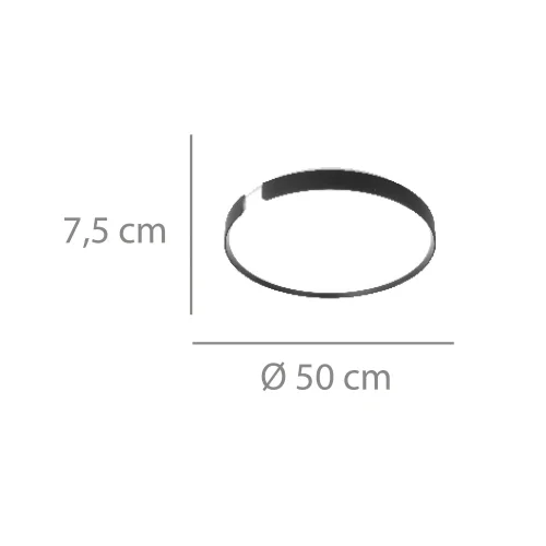 Plafoniera LED 53W Regolabile Ø50cm Nera Nashville| Lúzete