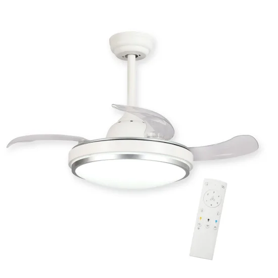 VENTILATORE DA SOFFITTO LED 29 W REGOLABILE BIANCO CON 4 PALE PIEGHEVOLI SILVERSTONE