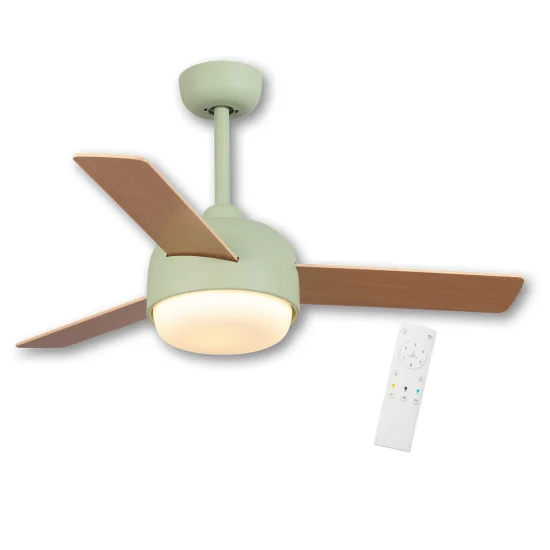 VENTILATORE DA SOFFITTO CON LUCE 24 W MOTORE DC 3 PALE VERDE/LEGNO RIVERDALE