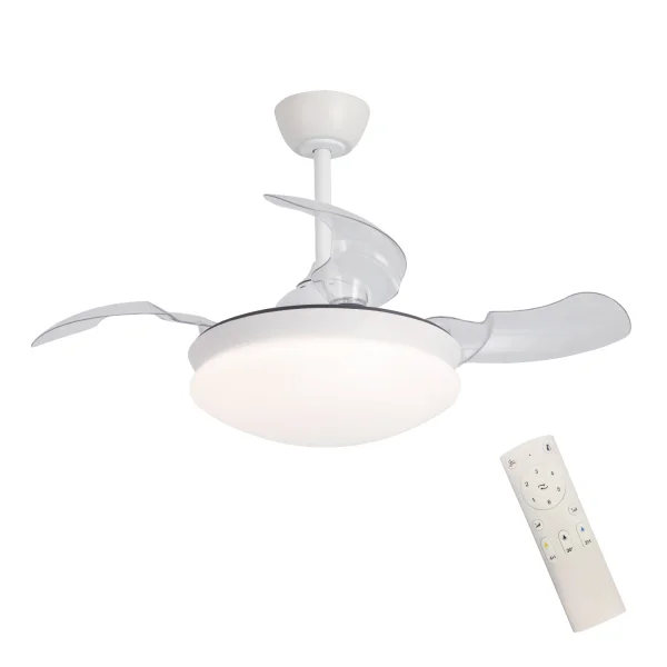 Ventilatore da soffitto LED 24W dimmerabile 4 pale pieghevoli Motore DC Montreal| Lúzete