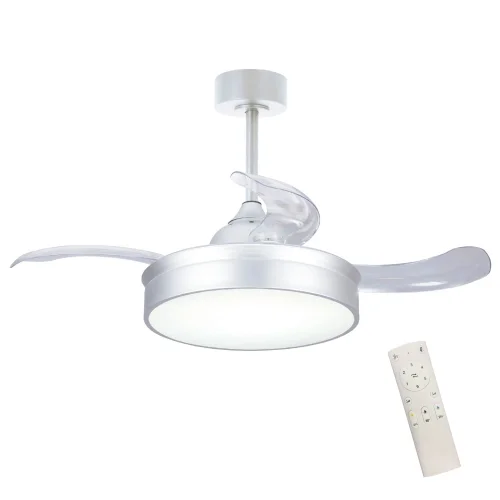 VENTILATORE DA SOFFITTO LED 24W REGOLABILE ARGENTO 4 PALE PIEGHEVOLI MOTORE DC PALMA VENTILATORE DA SOFFITTO LED 24W REGOLABILE ARGENTO 4 PALE PIEGHEVOLI MOTORE DC PALMA