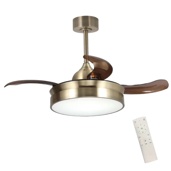 VENTILATORE DA SOFFITTO LED 24W REGOLABILE IN BRONZO ANTICATO CON 4 PALE PIEGHEVOLI E MOTORE DC PALMA VENTILATORE DA SOFFITTO LED 24W REGOLABILE IN BRONZO ANTICATO CON 4 PALE PIEGHEVOLI E MOTORE DC PALMA
