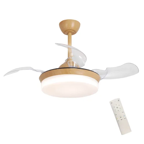 VENTILATORE DA SOFFITTO LED 24W REGOLABILE COLORE LEGNO 4 PALE PLEGHEVOLI GERALDTON