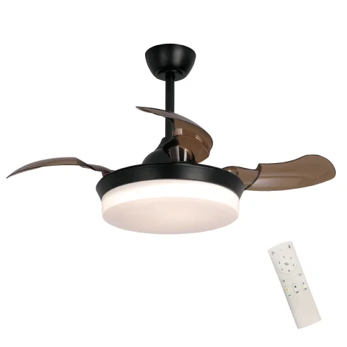 VENTILATORE DA SOFFITTO LED 24W REGOLABILE NERO CON 4 PALE PIEGHEVOLI GERALDTON