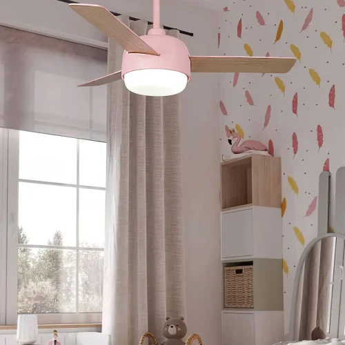 VENTILATORE DA SOFFITTO CON LUCE 24W MOTORE DC 3 PALE ROSA/LEGNO RIVERDALE