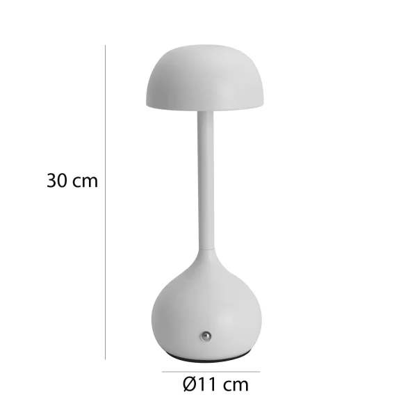 LAMPADA DA TAVOLO LED RICARICABILE SENZA FILI 203LM BIANCA IP44 SOLEA