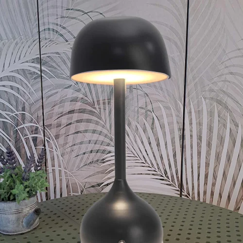 LAMPADA DA TAVOLO LED RICARICABILE SENZA FILI 203LM NERA IP44 SOLEA