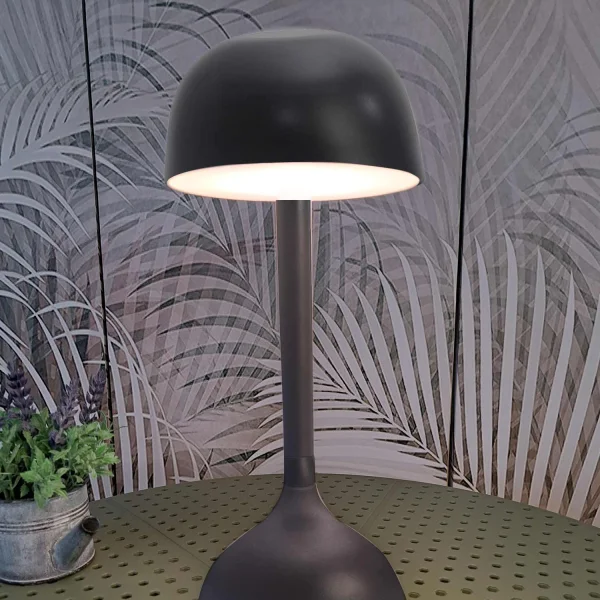 LAMPADA DA TAVOLO LED RICARICABILE SENZA FILI 203LM NERA IP44 SOLEA