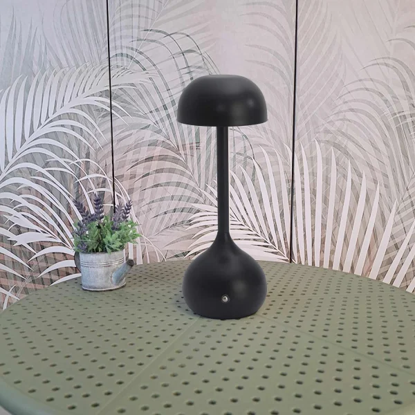 LAMPADA DA TAVOLO LED RICARICABILE SENZA FILI 203LM NERA IP44 SOLEA
