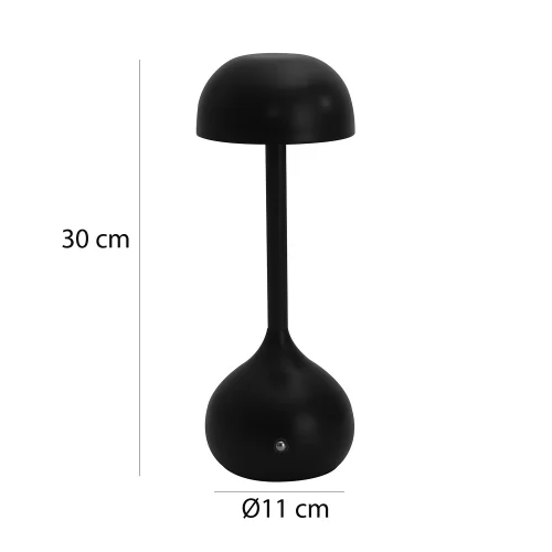 LAMPADA DA TAVOLO LED RICARICABILE SENZA FILI 203LM NERA IP44 SOLEA