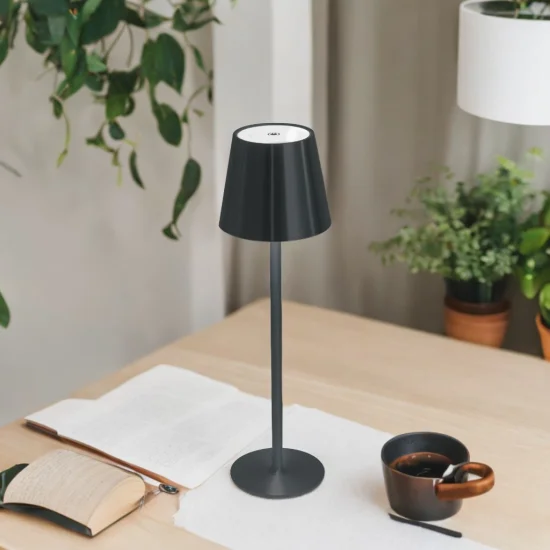 LAMPADA DA TAVOLO LED RICARICABILE SENZA FILI 229LM NERA IP44 SIRANA