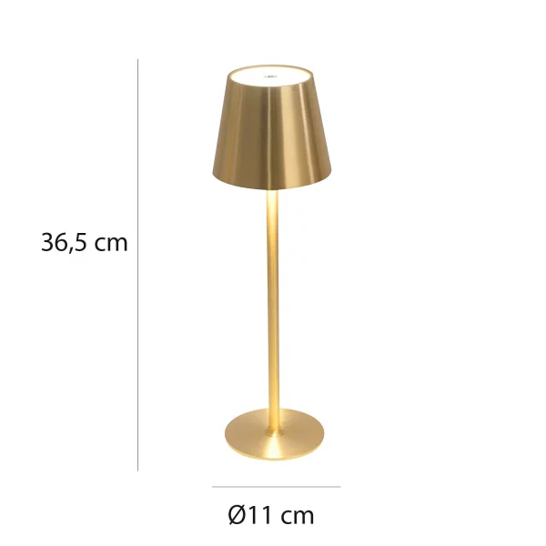 LAMPADA DA TAVOLO LED RICARICABILE SENZA FILI 229LM DORATA IP44 SIRANA LAMPADA DA TAVOLO LED RICARICABILE SENZA FILI 229LM DORATA IP44 SIRANA