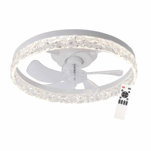 VENTILATORE DA SOFFITTO STILE PLAFONIERA LED 30W 3000-6000K 5 PALE BIANCO ROCHELLE