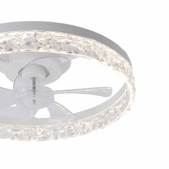 VENTILATORE DA SOFFITTO STILE PLAFONIERA LED 30W 3000-6000K 5 PALE BIANCO ROCHELLE 2