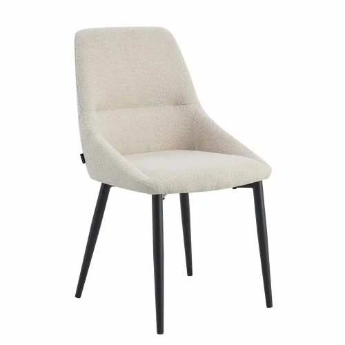 SEDIA DA PRANZO ADNEY TESSUTO SABBIA GAMBE NERE