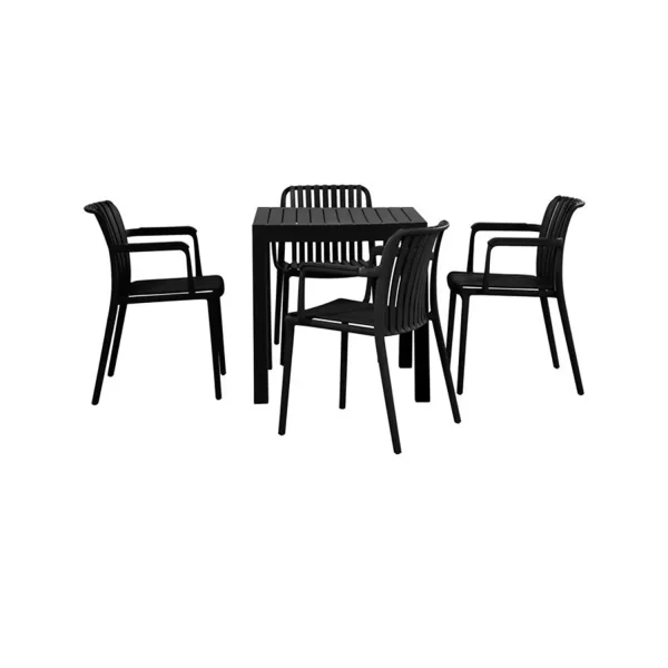 SEDIA DA GIARDINO CON BRACCIOLI IN POLIPROPILENE NERA EOLIA