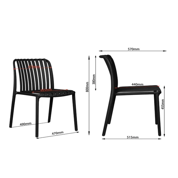 SEDIA DA GIARDINO IN POLIPROPILENE NERA EOLIA