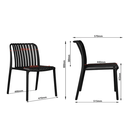 SEDIA DA GIARDINO IN POLIPROPILENE NERA EOLIA