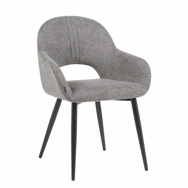 SEDIA IMBOTTITA GRIGIA GAMBE NERE ROWAN