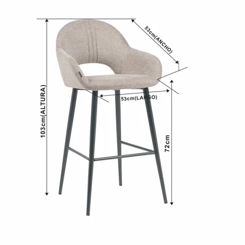 SGABELLO IMBOTTITO GRIGIO GAMBE NERE ROWAN