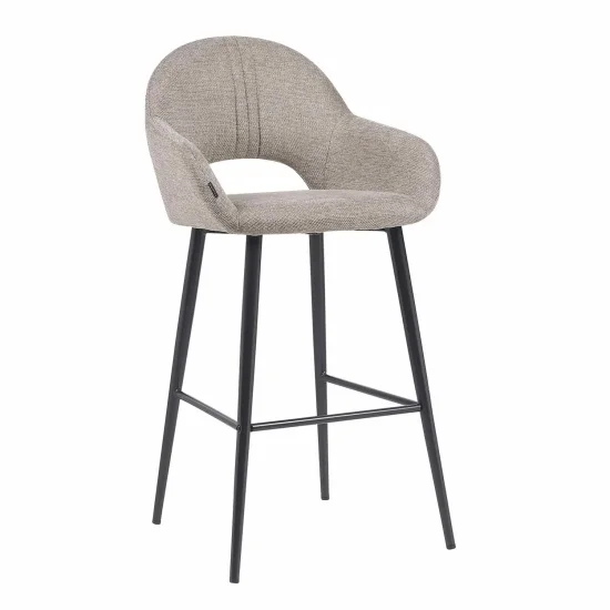 SGABELLO IMBOTTITO SABBIA GAMBE NERE ROWAN