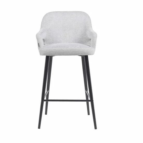 SGABELLO IMBOTTITO GRIGIO CHIARO GAMBE NERE THORNE 2